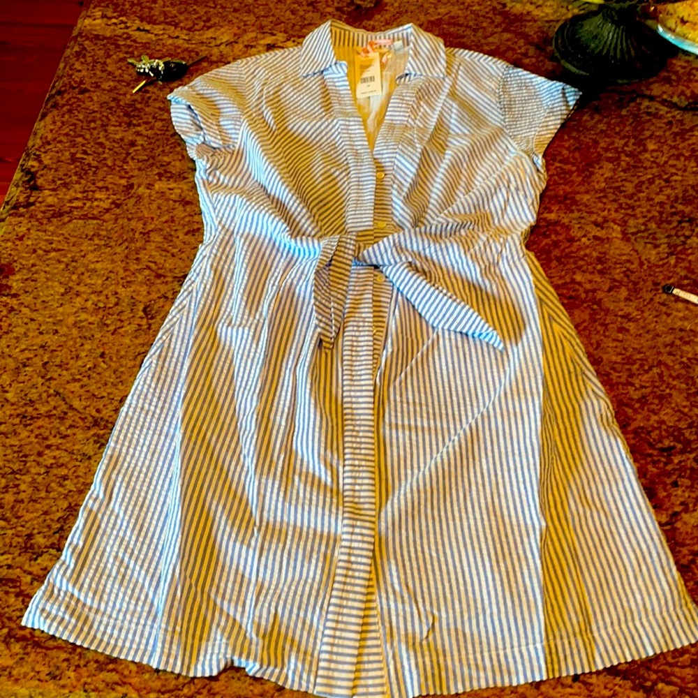Vineyard Vines Seersucker Dress Size 14 cornflower